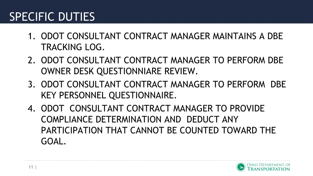 specific duties