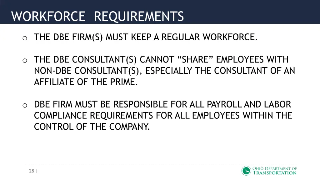 workforce requirements