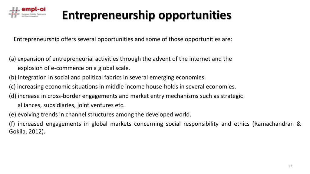 entrepreneurship opportunities