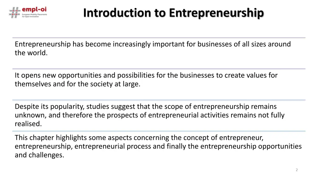 introduction to entrepreneurship