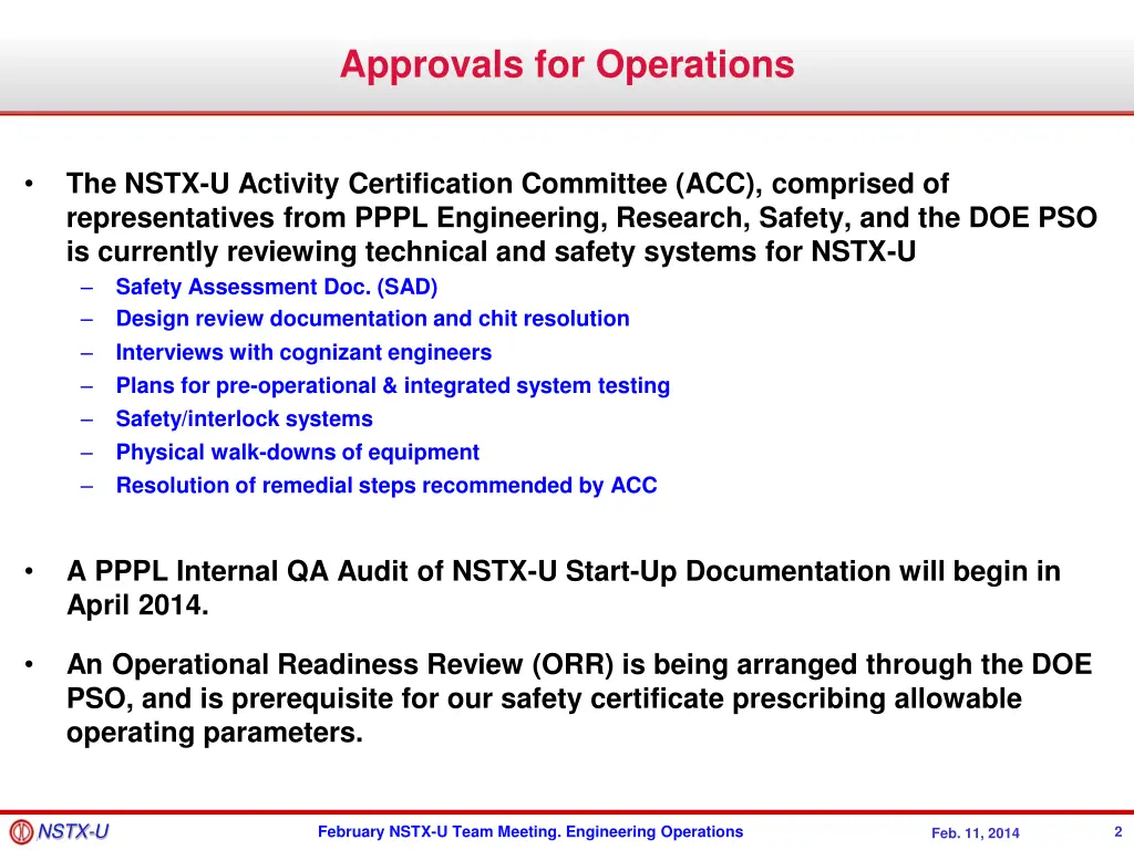 approvals for operations