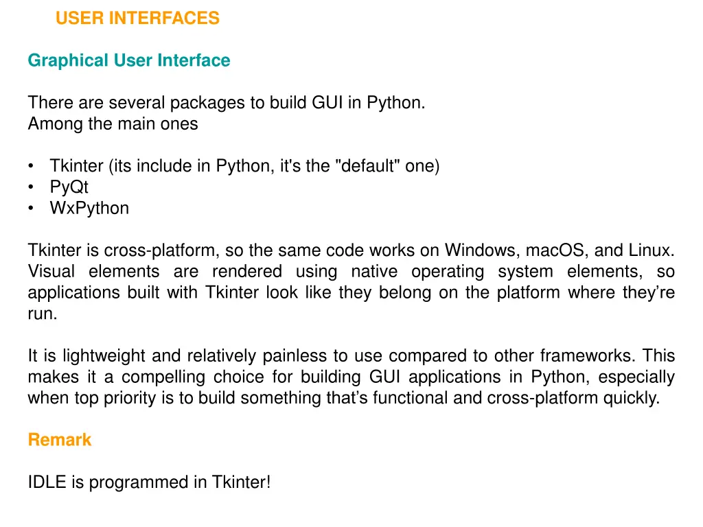 user interfaces 13