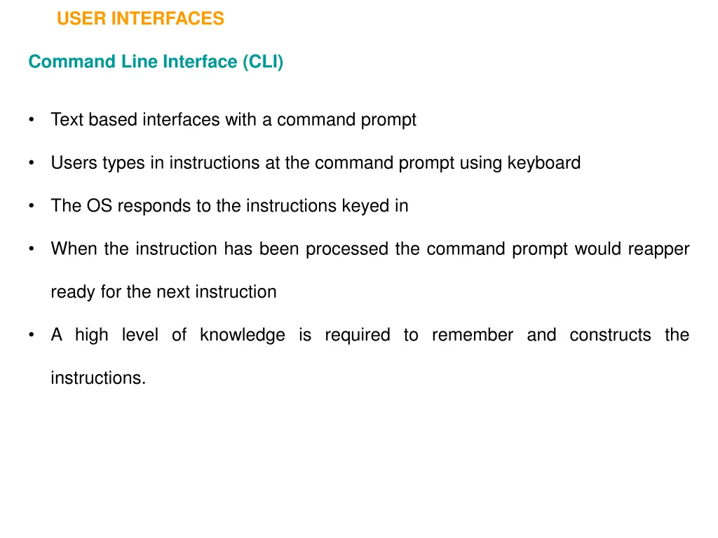 user interfaces