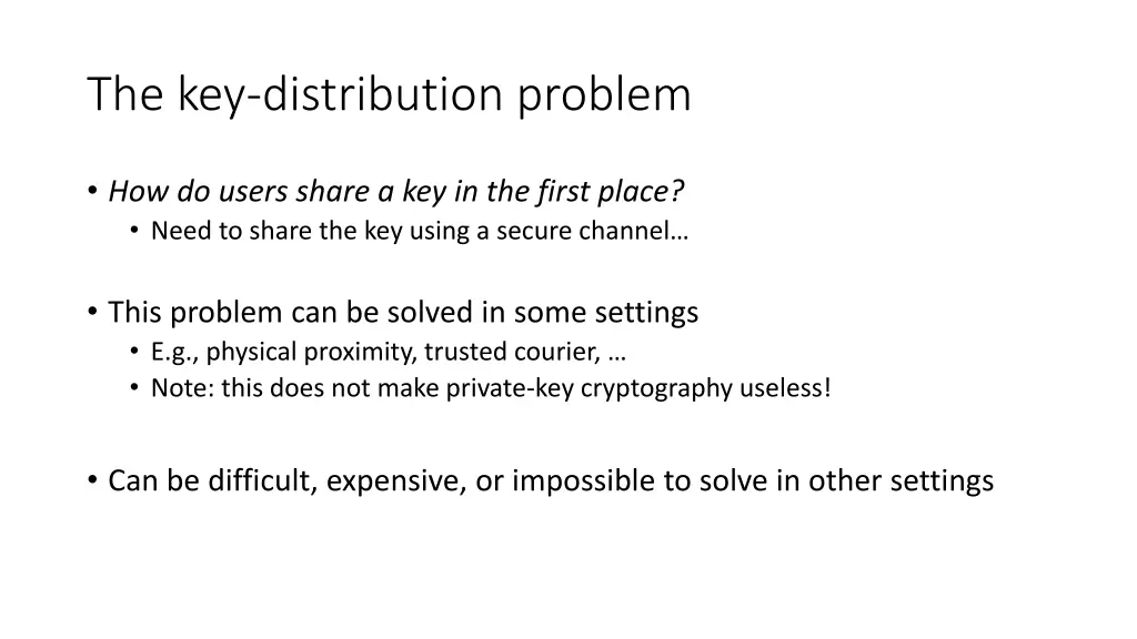the key distribution problem