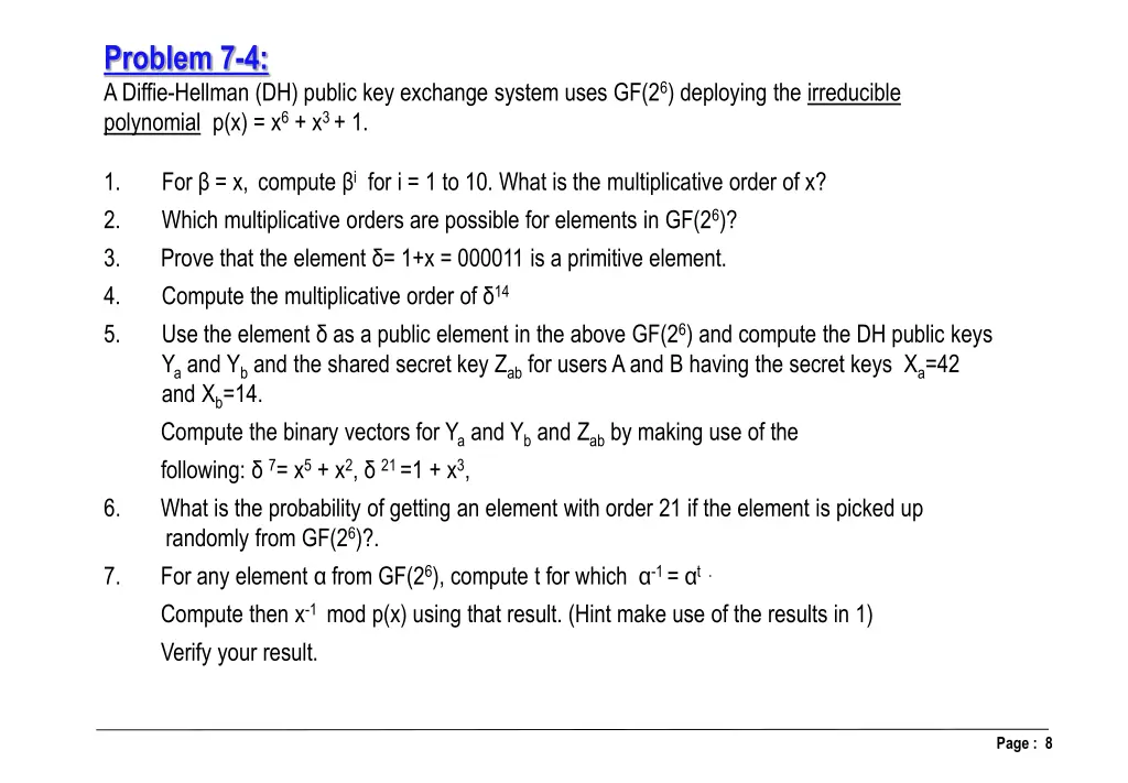problem 7 4 a diffie hellman dh public