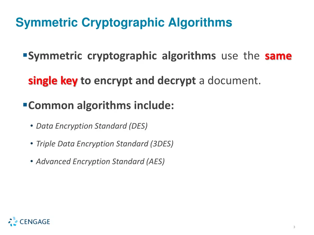 symmetric cryptographic algorithms