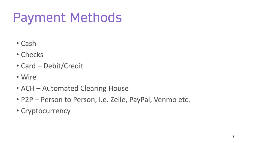 payment methods