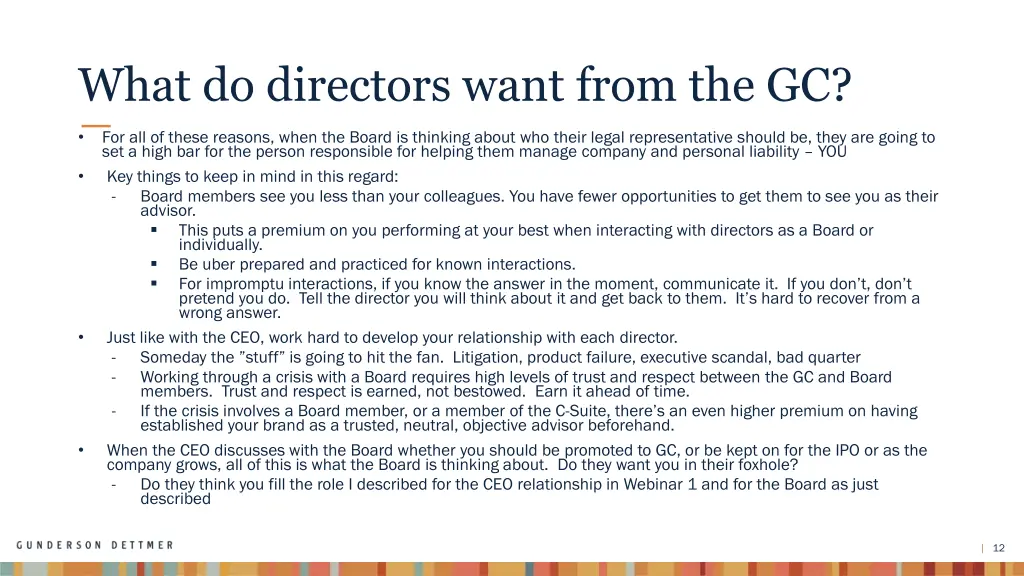 what do directors want from the gc 1