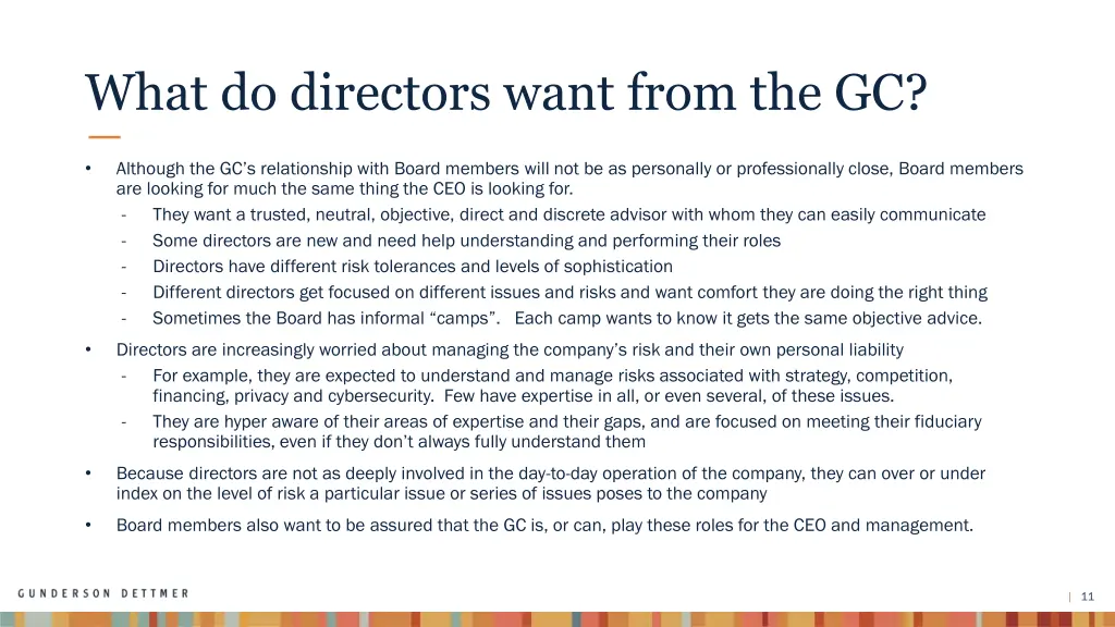 what do directors want from the gc