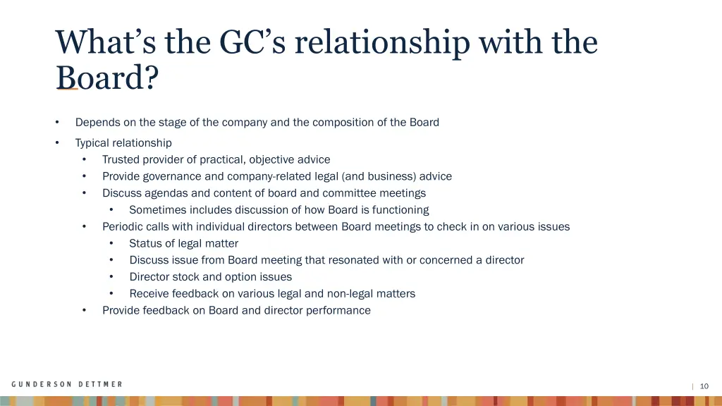 what s the gc s relationship with the board