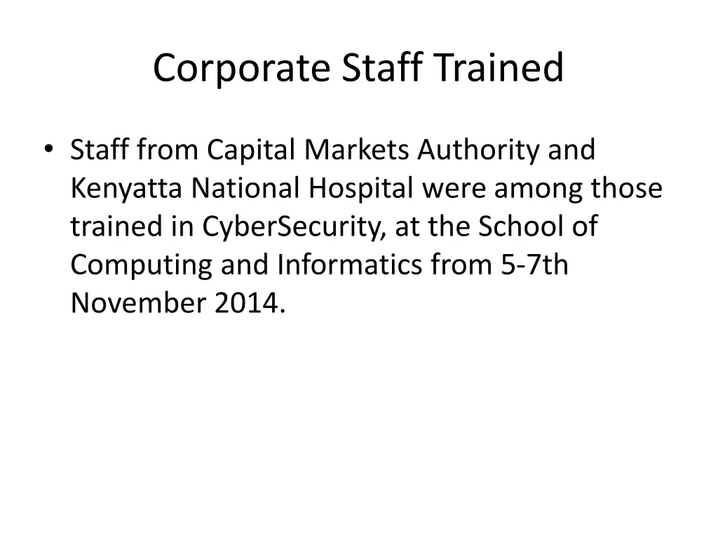 corporate staff trained