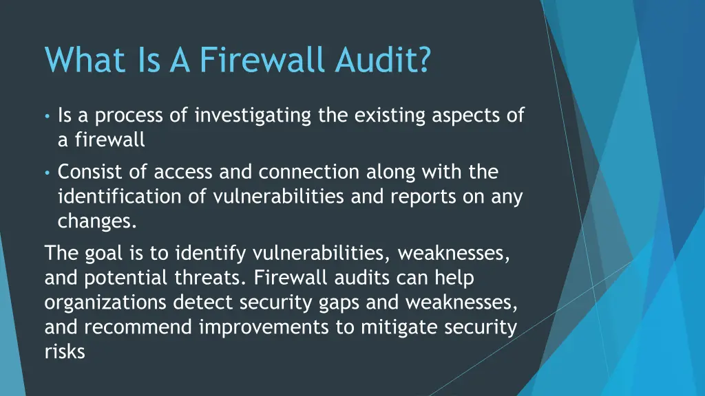 what is a firewall audit