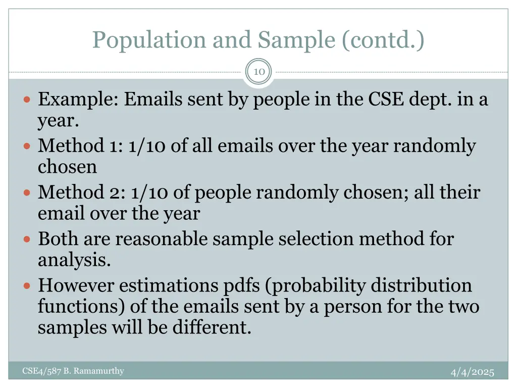 population and sample contd