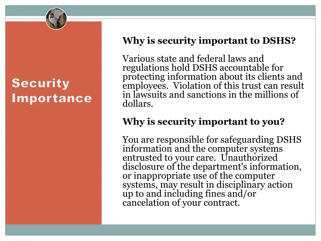 why is security important to dshs