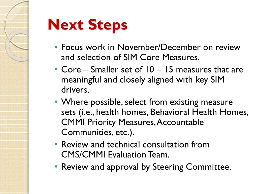 next steps