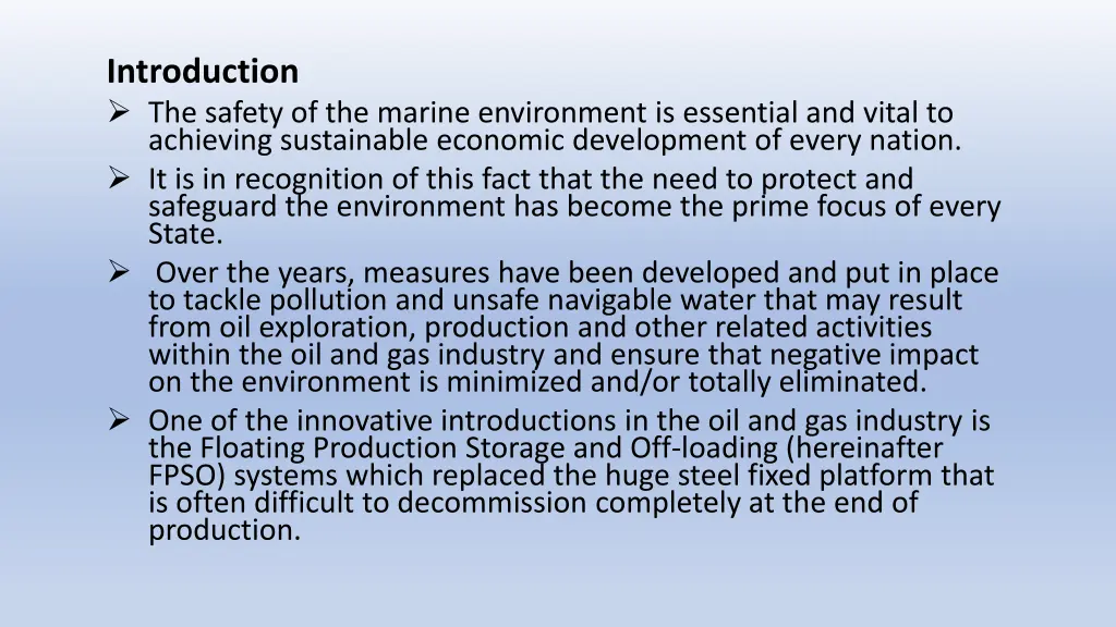 introduction the safety of the marine environment