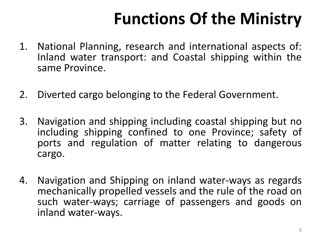 functions of the ministry