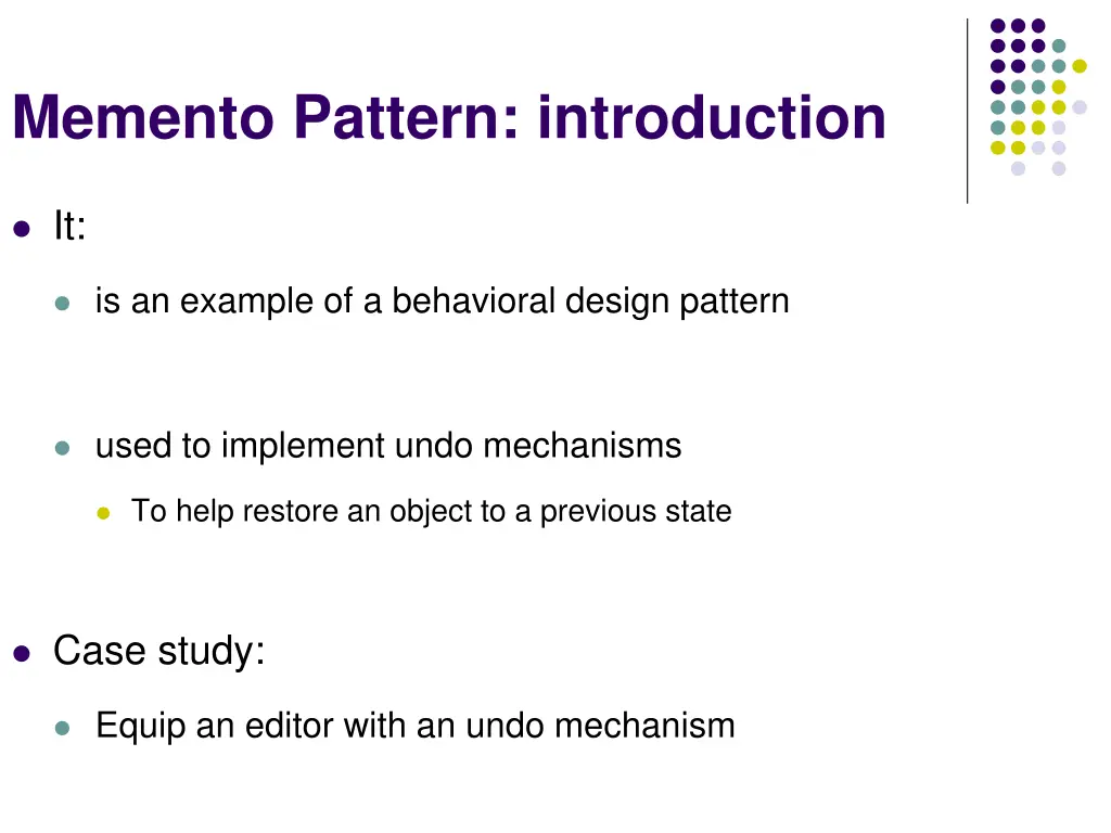 memento pattern introduction