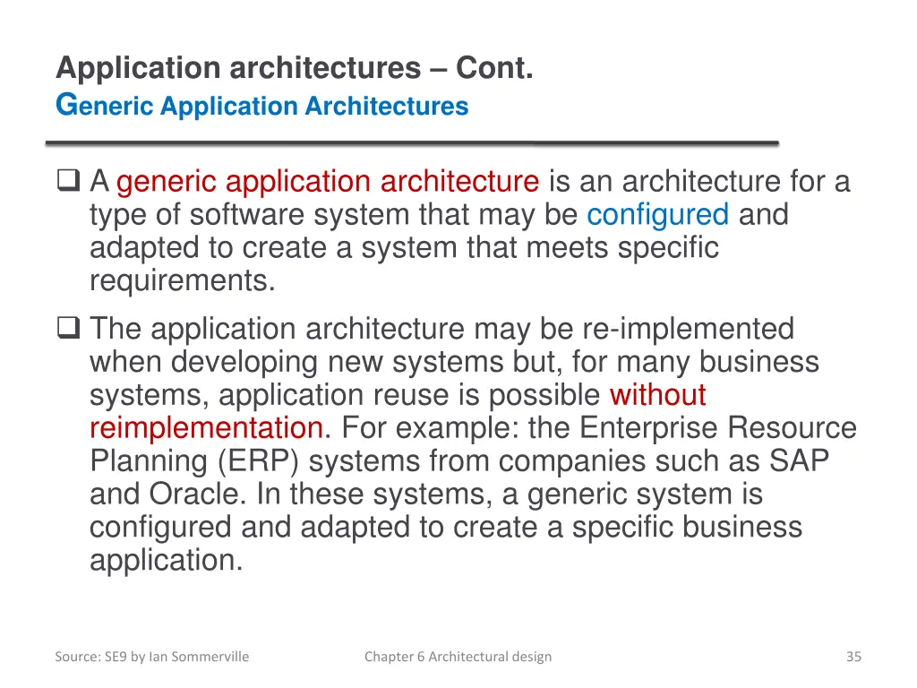 application architectures cont g eneric