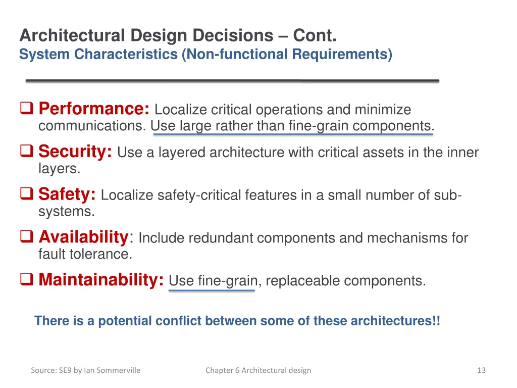 architectural design decisions cont system