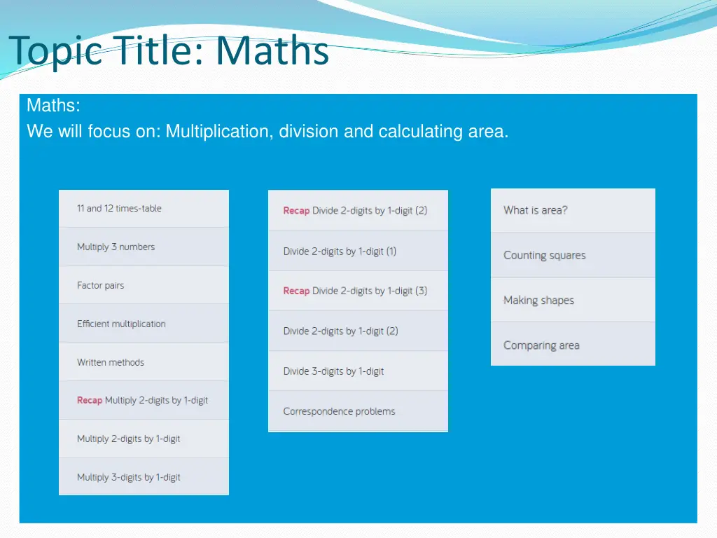 topic title maths