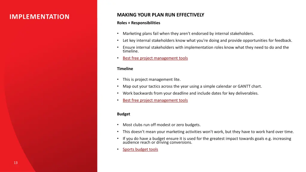 making your plan run effectively