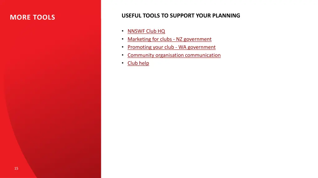 useful tools to support your planning