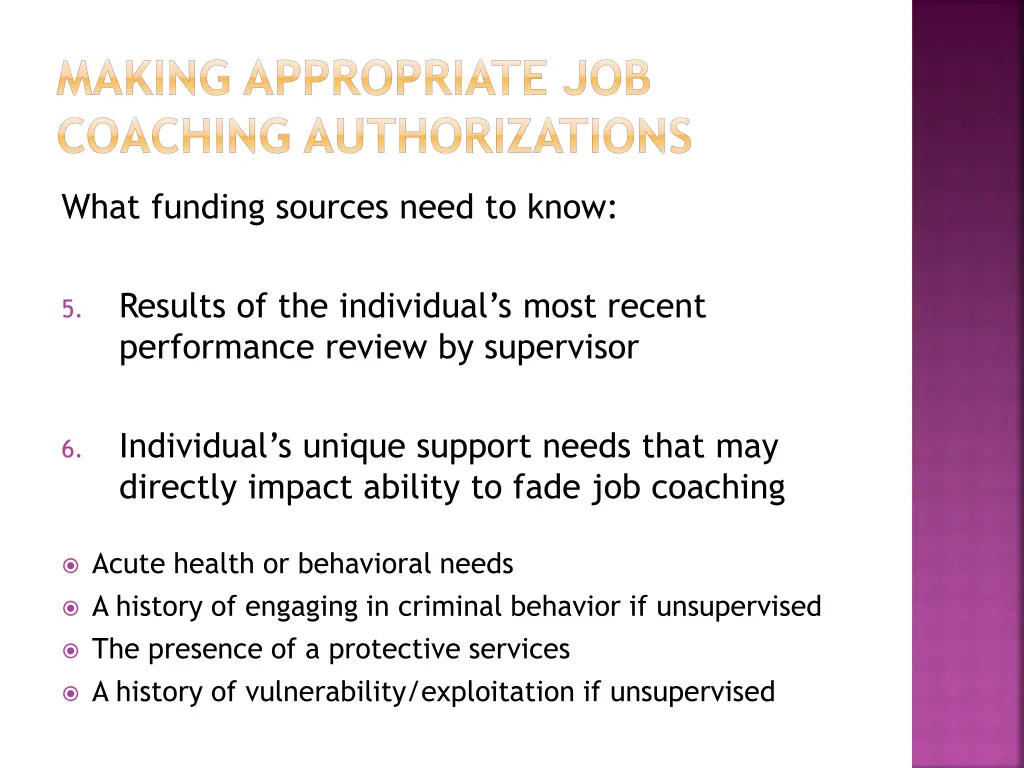 making appropriate job coaching authorizations 2