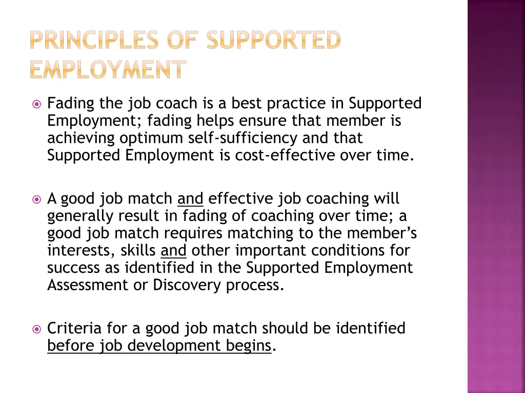 principles of supported employment