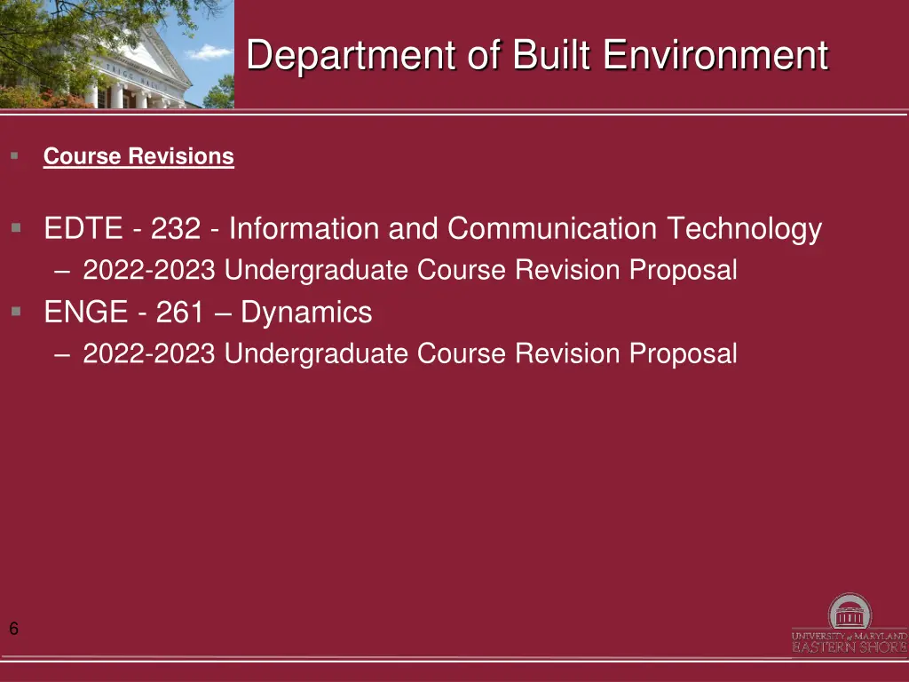 department of built environment