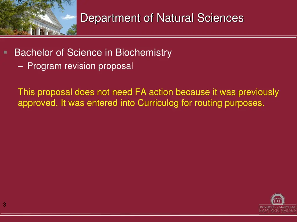 department of natural sciences