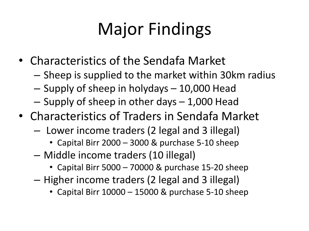 major findings