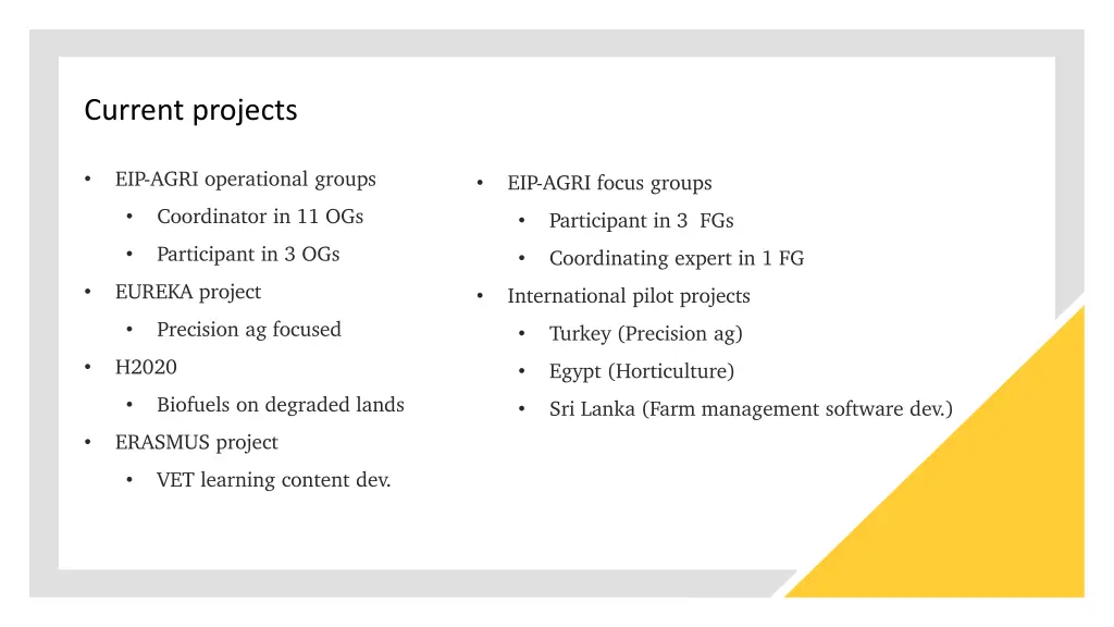 current projects