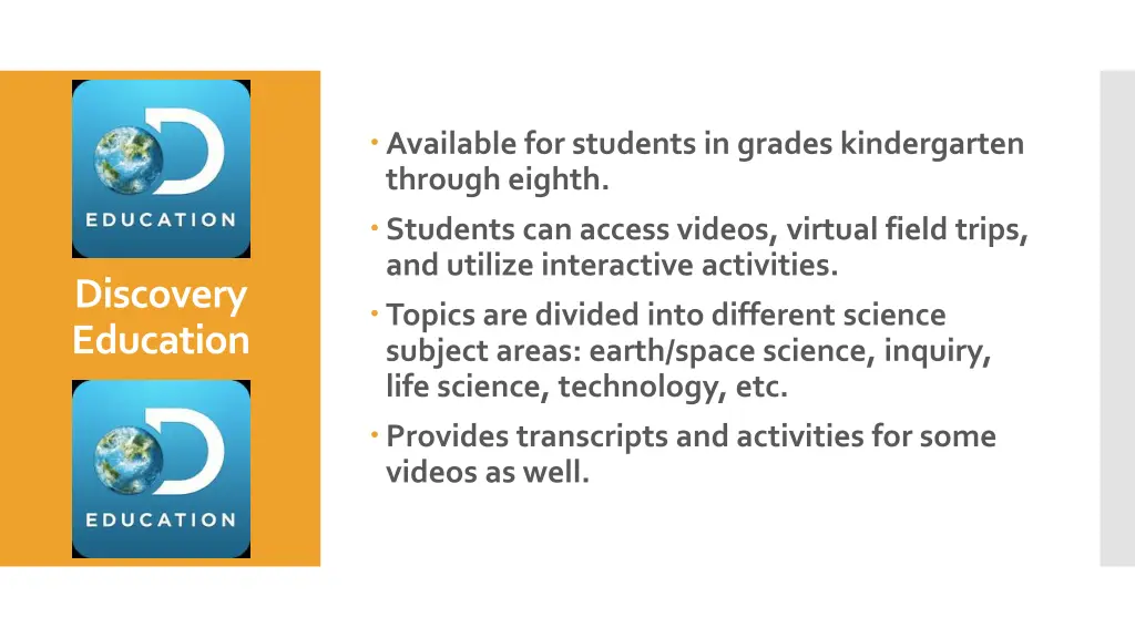 available for students in grades kindergarten