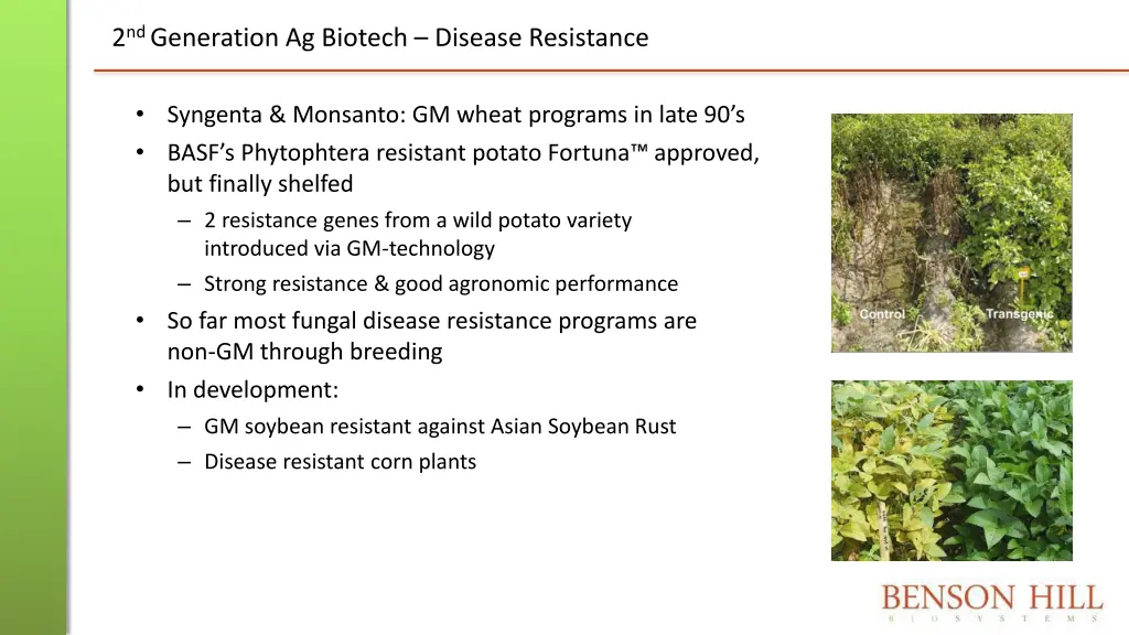 2 nd generation ag biotech disease resistance