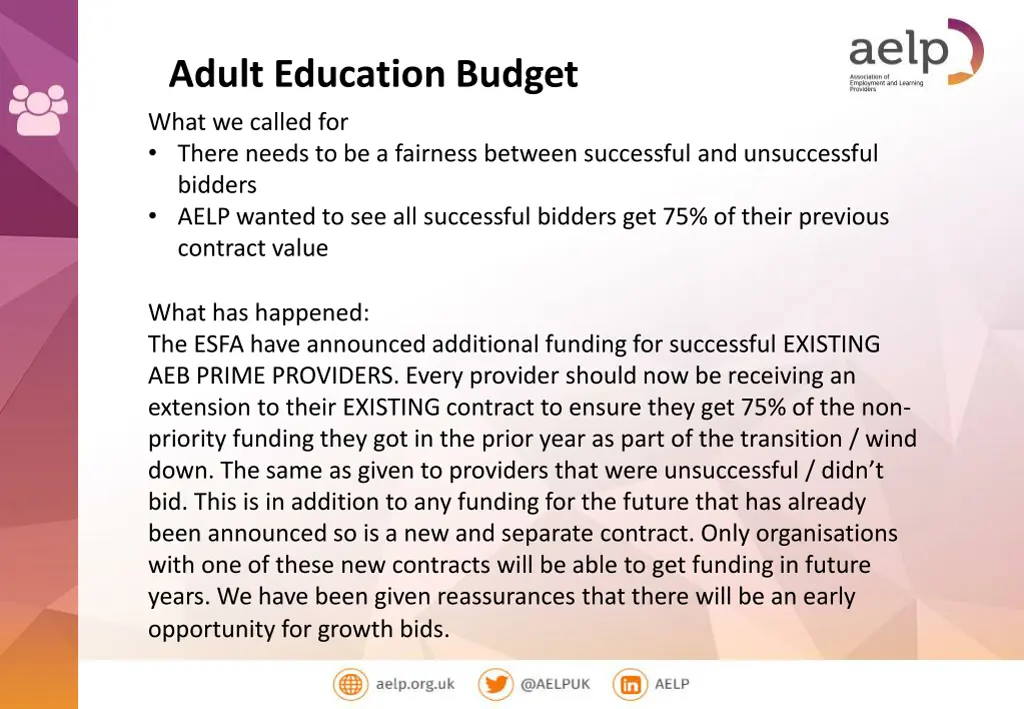adult education budget what we called for there