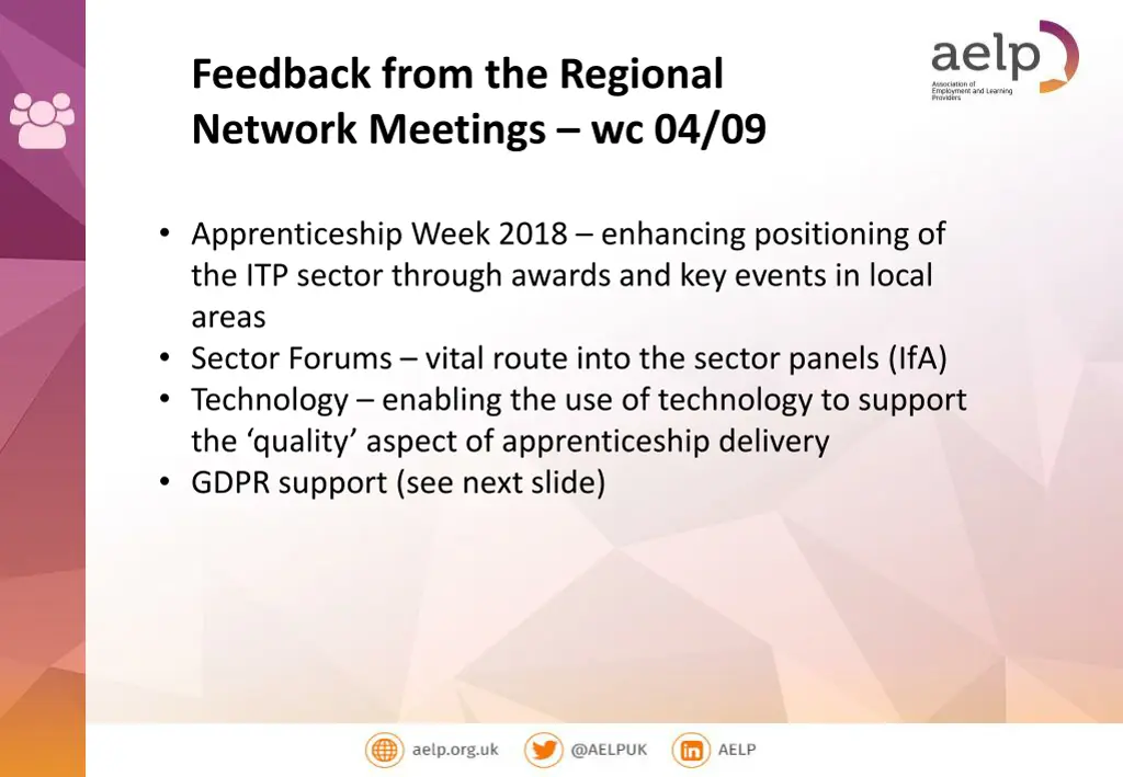 feedback from the regional network meetings