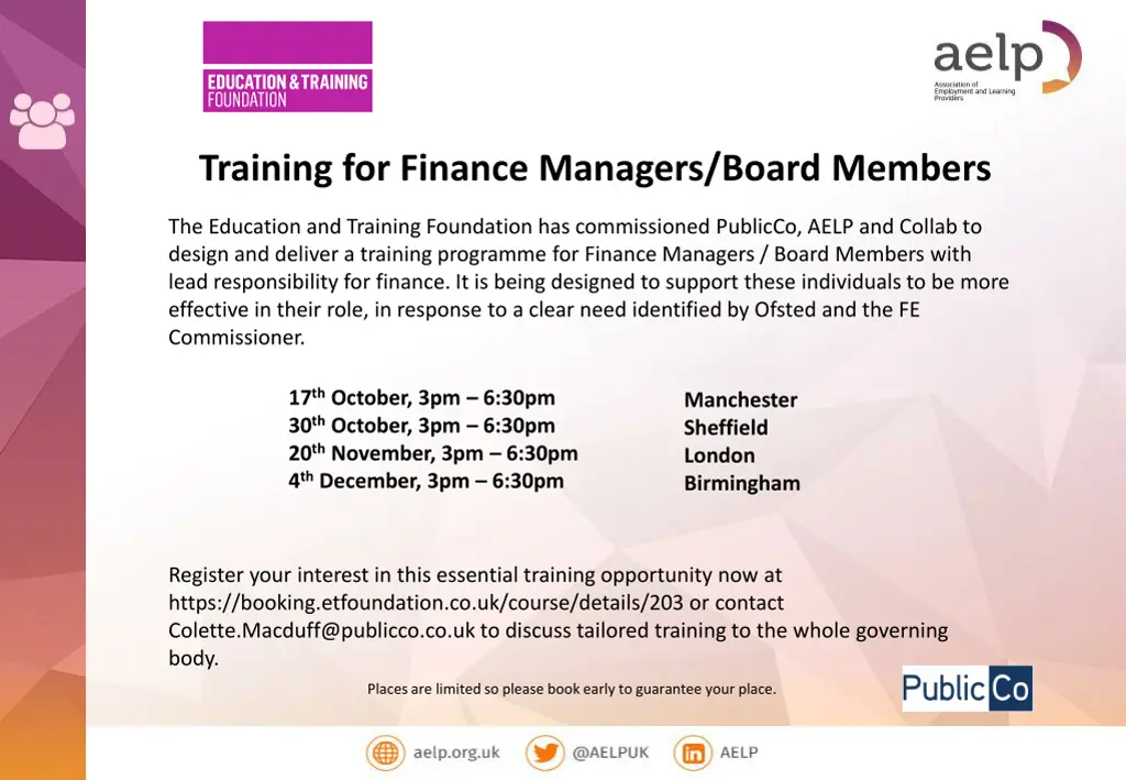training for finance managers board members
