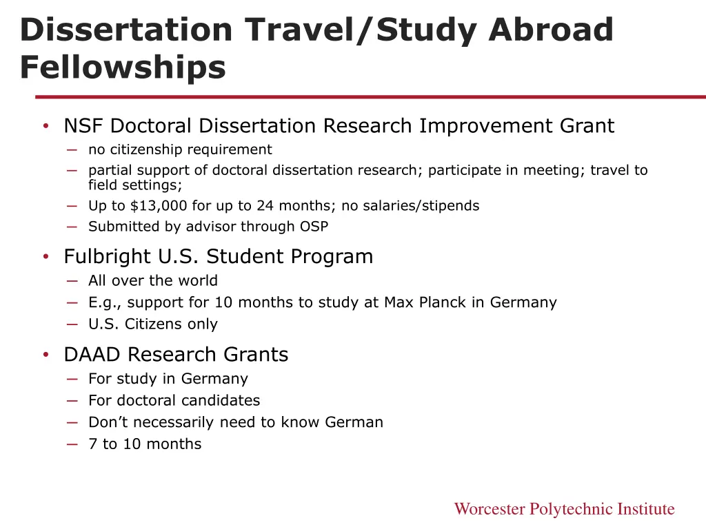 dissertation travel study abroad fellowships