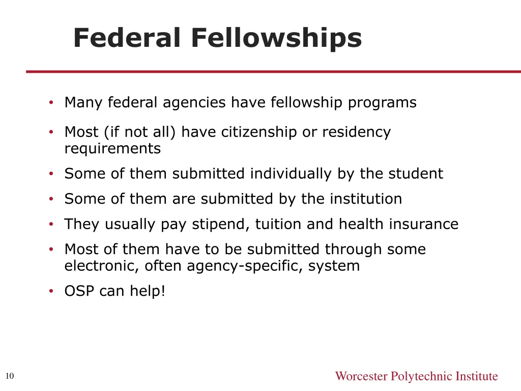 federal fellowships