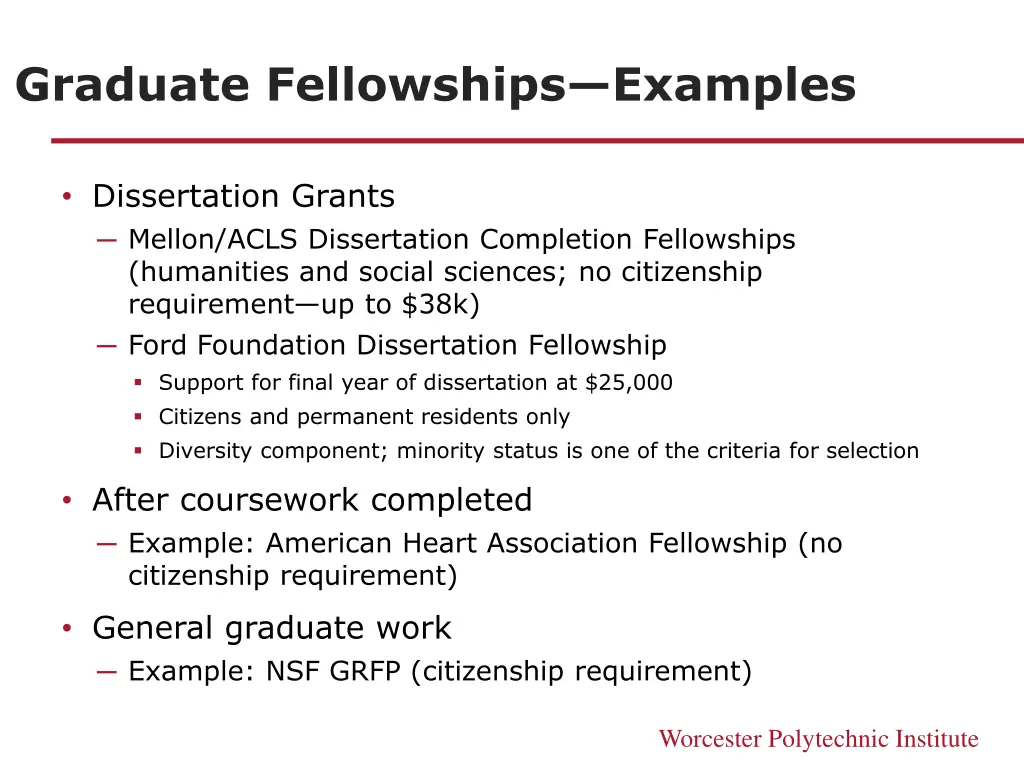 graduate fellowships examples