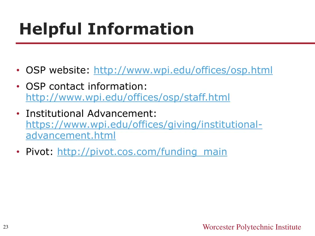 helpful information