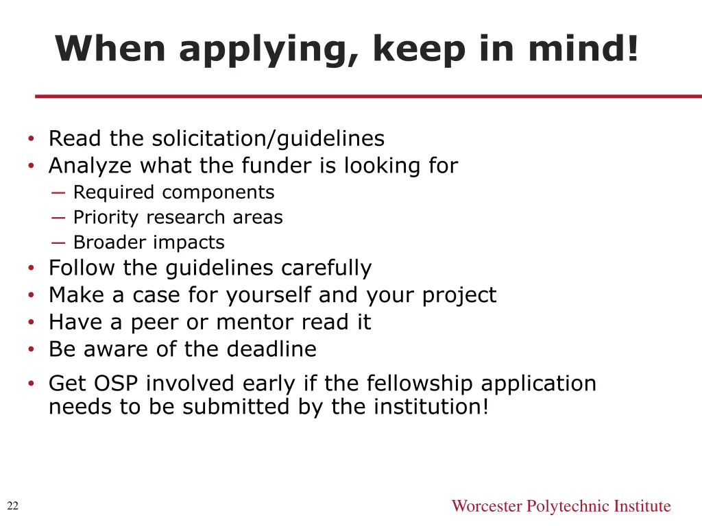 when applying keep in mind