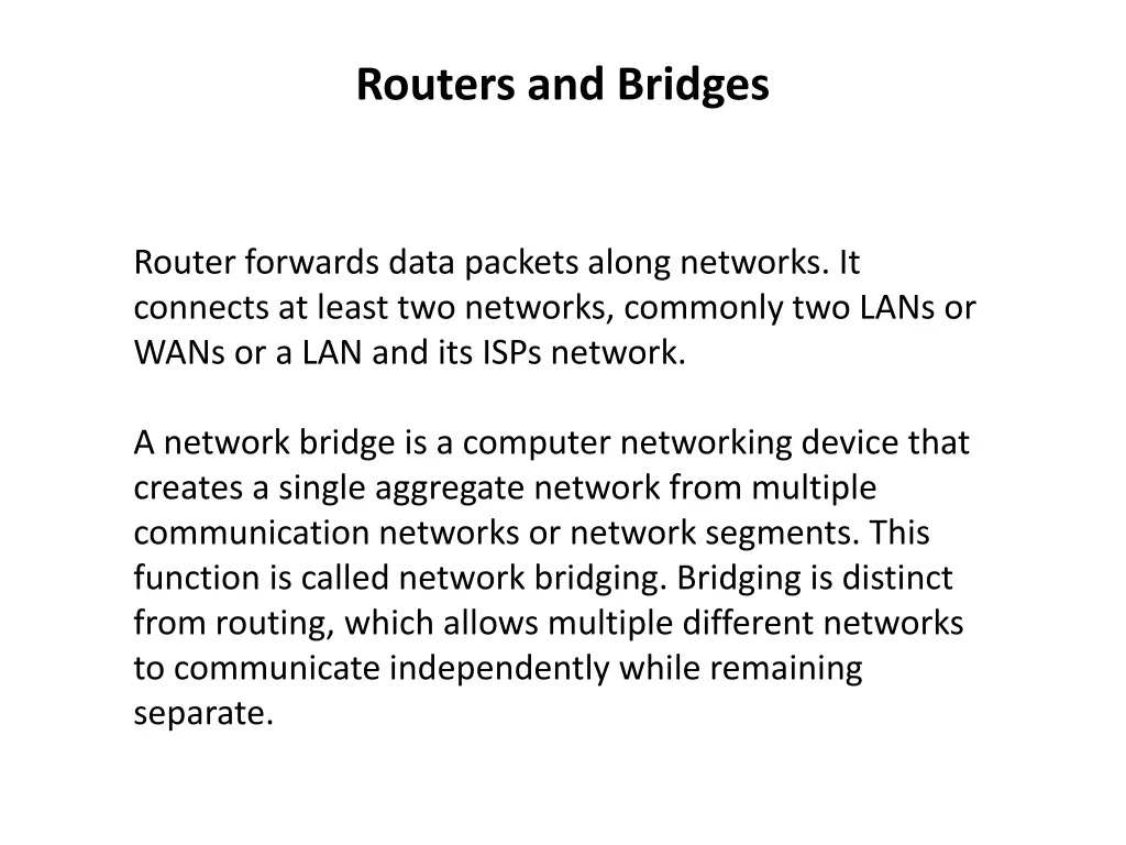 routers and bridges