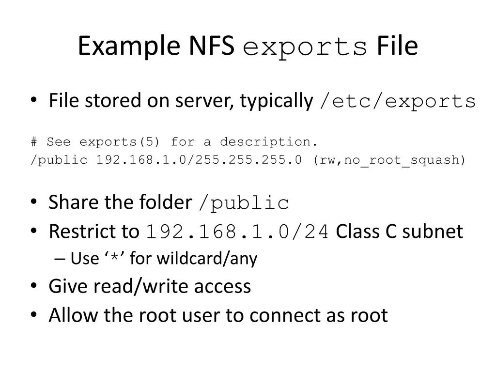 example nfs exports file