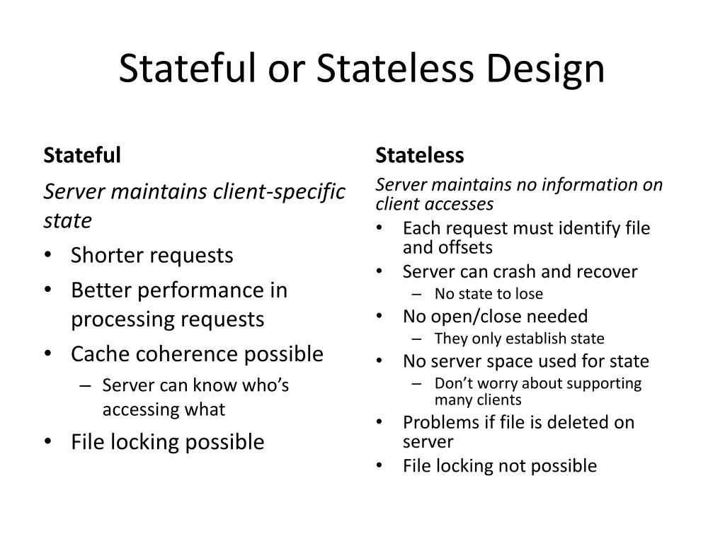 stateful or stateless design