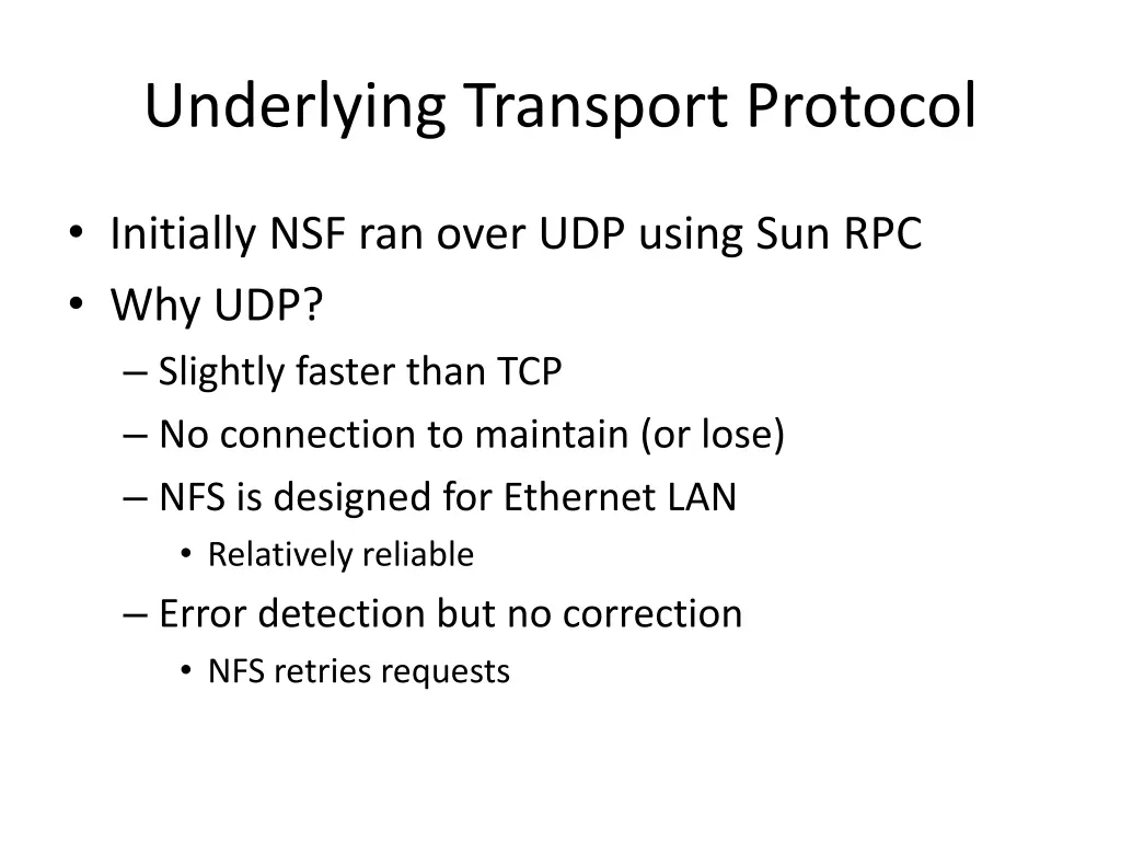 underlying transport protocol