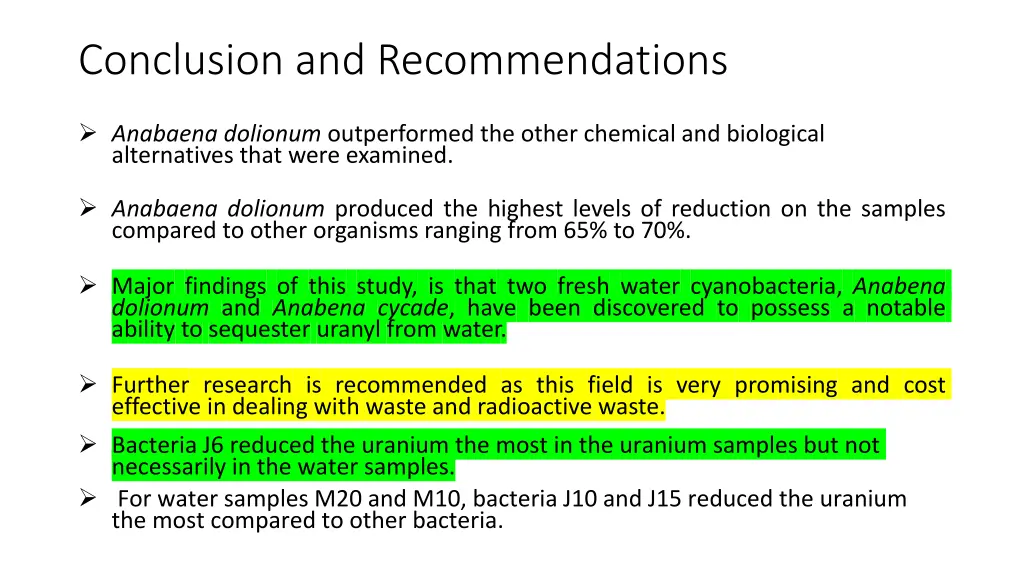 conclusion and recommendations