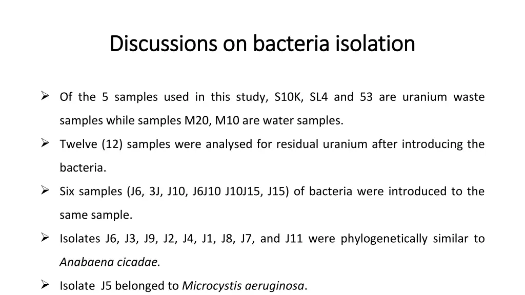 discussions on bacteria isolation discussions