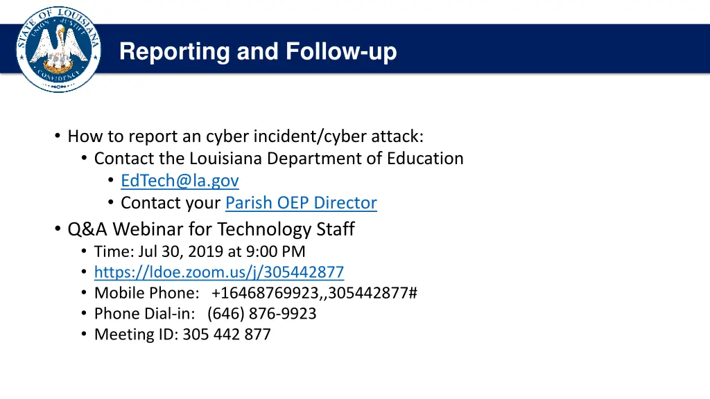 reporting and follow up